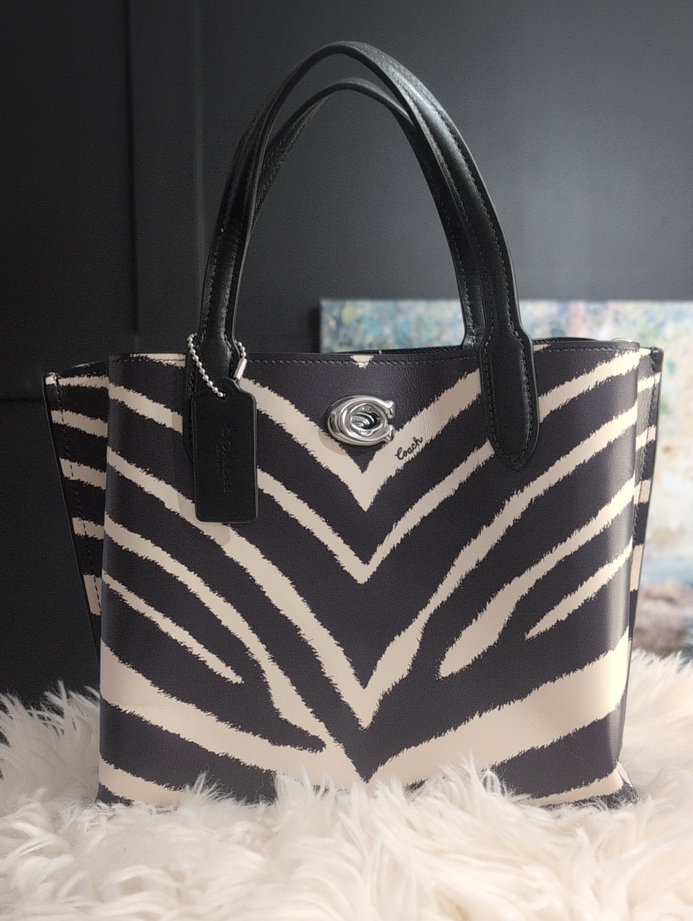 COACH Willow Tote 24 in Zebra Print - Excellent Used Condition